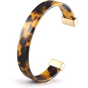 Acrylic Tortoise Shell Cuff Bracelet Lightweight Adjustable Fashion Jewelry
